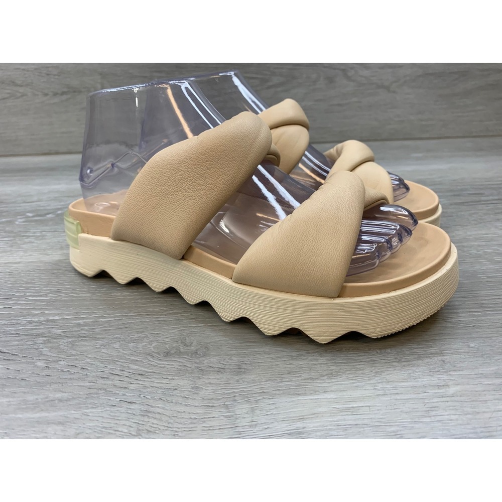 Sorel Kinetic Impact II Women's Sling Slide Sandals Beige Leather Platform
